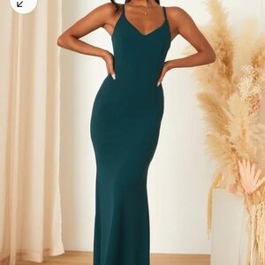 Moments Of Bliss Forest Green Backless Mermaid Maxi Dress size small